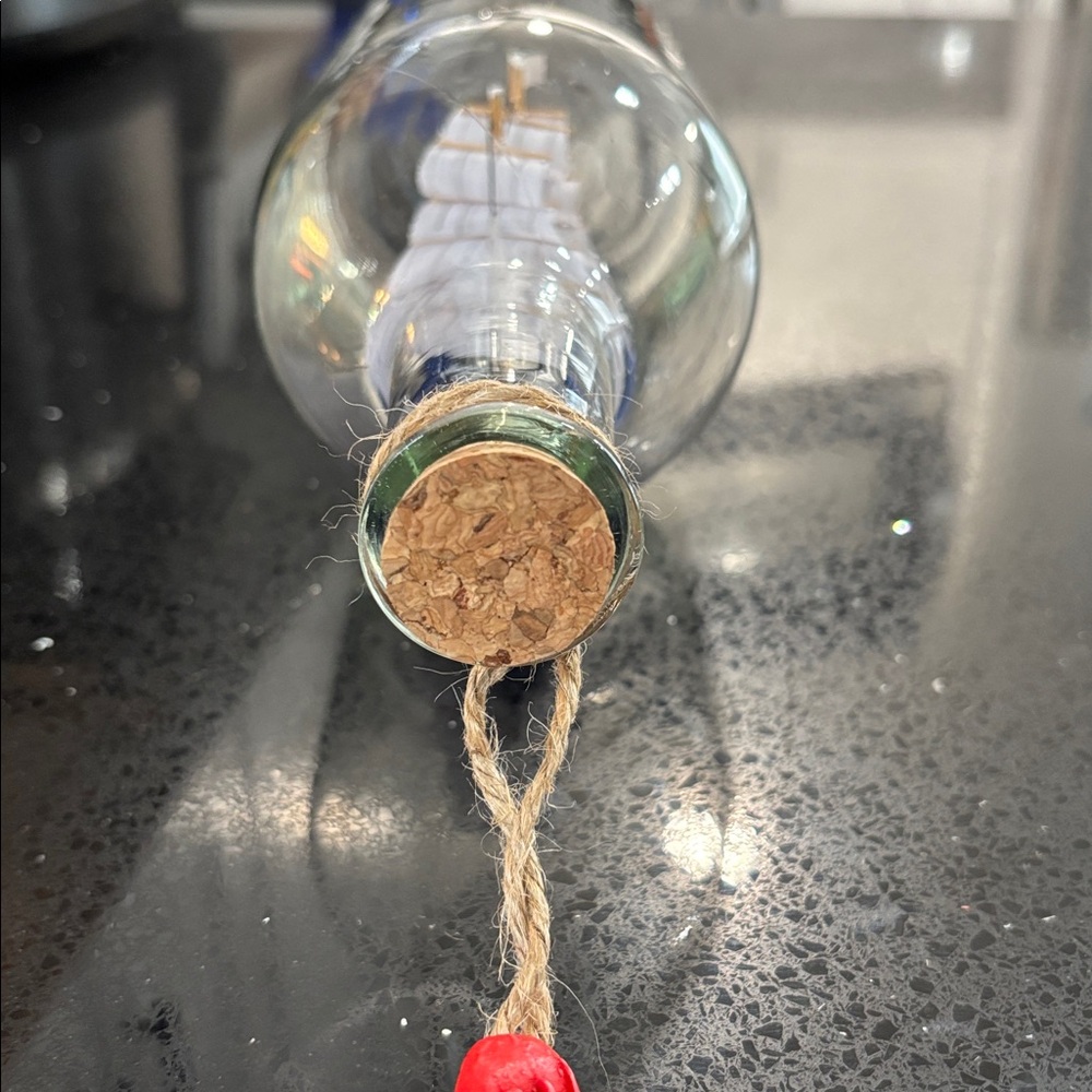 Decorative Ship in a Bottle with Cork - Picture 4 of 6